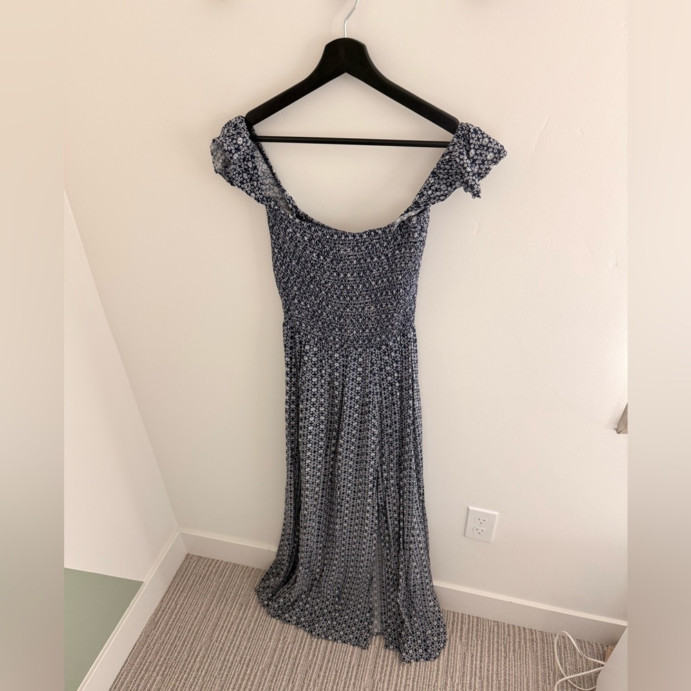 Casual Blue Floral Dress